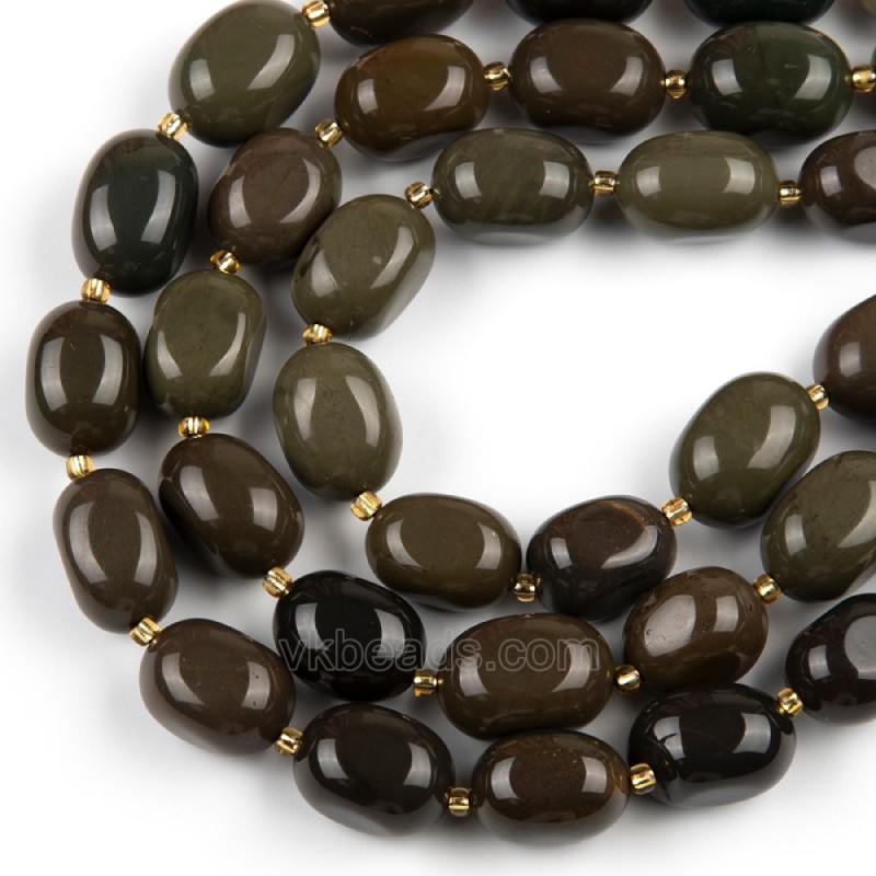 Alxa Agate Through-drilled Smooth Freeform Nugget Beads Strands, Approx 10-14x12-20mm, 38cm/strand