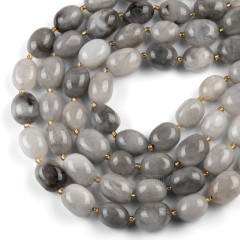 Cloud Quartz Through-drilled Smooth Freeform Nugget Beads Strands, Approx 10-14x12-20mm, 38cm/strand