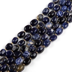 Sodalite Through-drilled Smooth Freeform Nugget Beads Strands, Approx 10-14x12-20mm, 38cm/strand