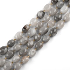 Cloud Quartz Through-drilled Smooth Freeform Nugget Beads Strands, Approx 10-14x12-20mm, 38cm/strand