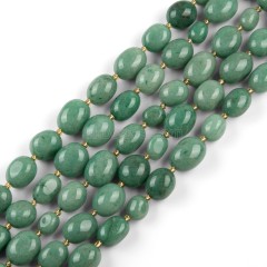 Green Aventurine Through-drilled Smooth Freeform Nugget Beads Strands, Approx 10-14x12-20mm, 38cm/strand