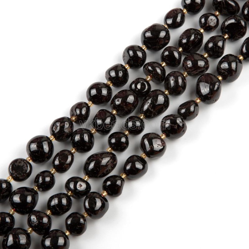 Garnet Through-drilled Smooth Freeform Nugget Beads Strands, Approx 10-14x12-20mm, 38cm/strand