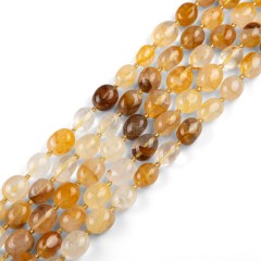 Yellow Hematoid Quartz/Fire Quartz Through-drilled Smooth Freeform Nugget Beads Strands, Approx 10-14x12-20mm, 38cm/strand