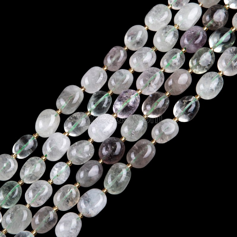 Green Quartz Through-drilled Smooth Freeform Nugget Beads Strands, Approx 10-14x12-20mm, 38cm/strand
