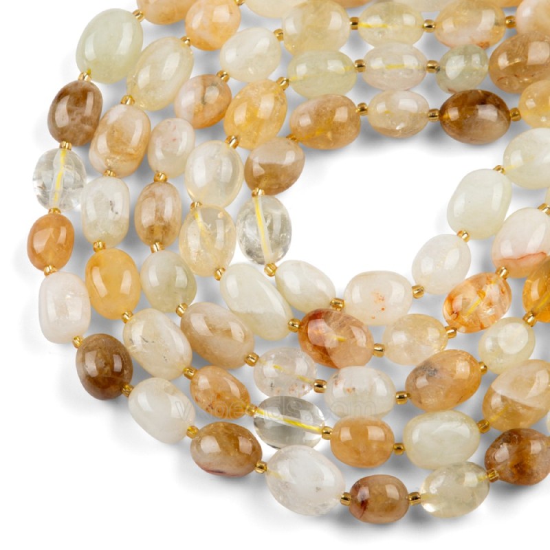 Citrine Through-drilled Smooth Freeform Nugget Beads Strands, Approx 10-14x12-20mm, 38cm/strand