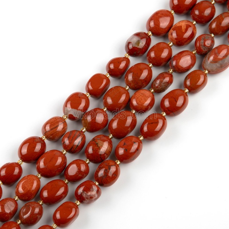 Red Jasper Through-drilled Smooth Freeform Nugget Beads Strands, Approx 10-14x12-20mm, 38cm/strand