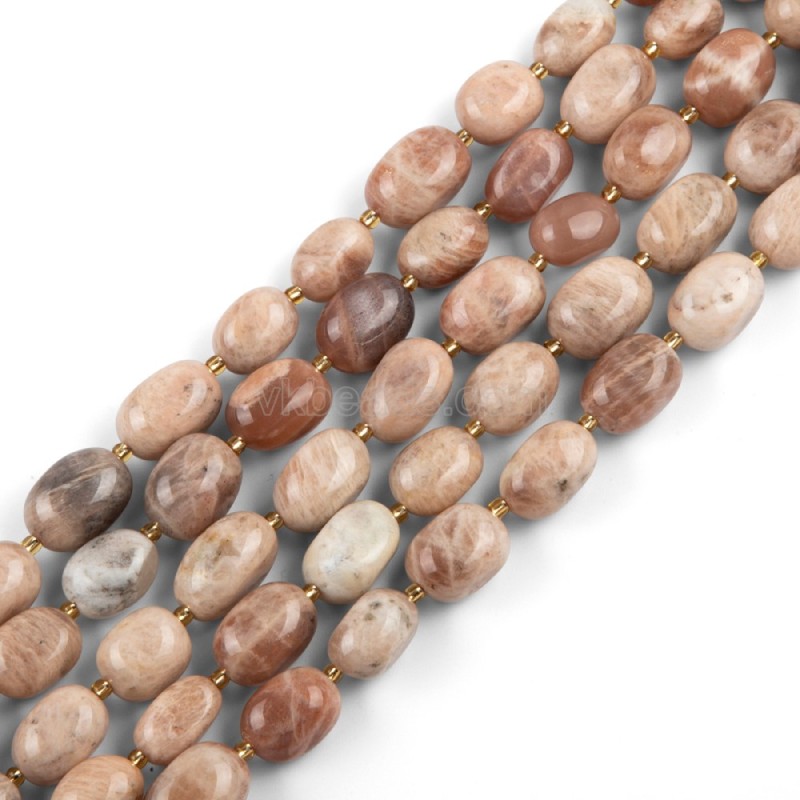 Moonstone Through-drilled Smooth Freeform Nugget Beads Strands, Approx 10-14x12-20mm, 38cm/strand