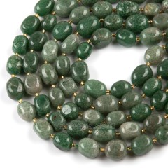 Green Strawberry Quartz Through-drilled Smooth Freeform Nugget Beads Strands, Approx 10-14x12-20mm, 38cm/strand