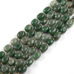 Green Strawberry Quartz Through-drilled Smooth Freeform Nugget Beads Strands, Approx 10-14x12-20mm, 38cm/strand