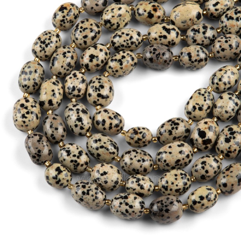 Dalmatian Jasper Through-drilled Smooth Freeform Nugget Beads Strands, Approx 10-14x12-20mm, 38cm/strand