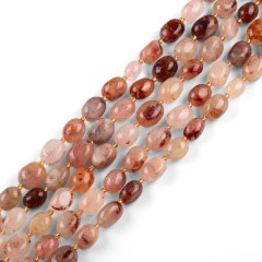 Red Hematoid Quartz/Fire Quartz Through-drilled Smooth Freeform Nugget Beads Strands, Approx 10-14x12-20mm, 38cm/strand