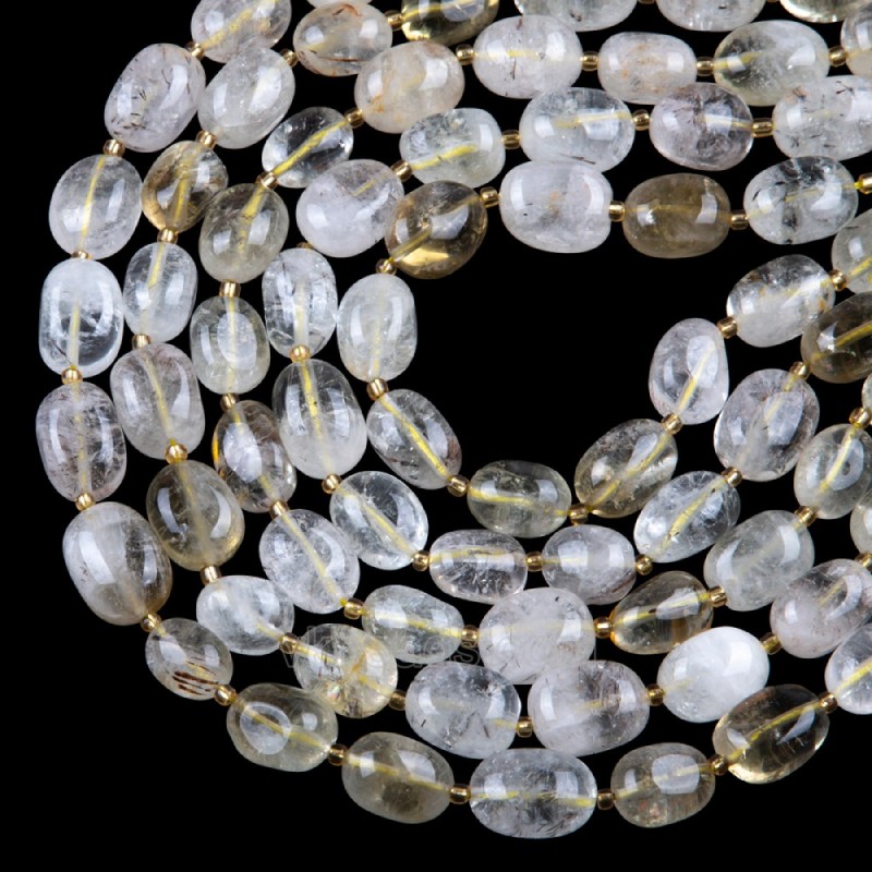 Lemon Quartz Through-drilled Smooth Freeform Nugget Beads Strands, Approx 10-14x12-20mm, 38cm/strand