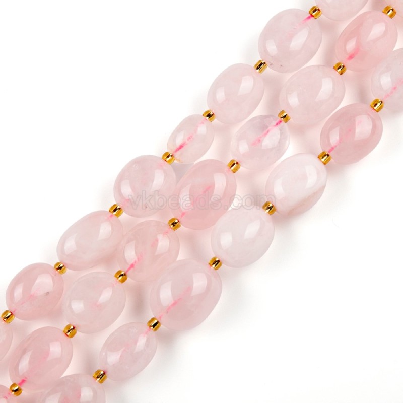 Rose Quartz Through-drilled Smooth Freeform Nugget Beads Strands, Approx 10-14x12-20mm, 38cm/strand