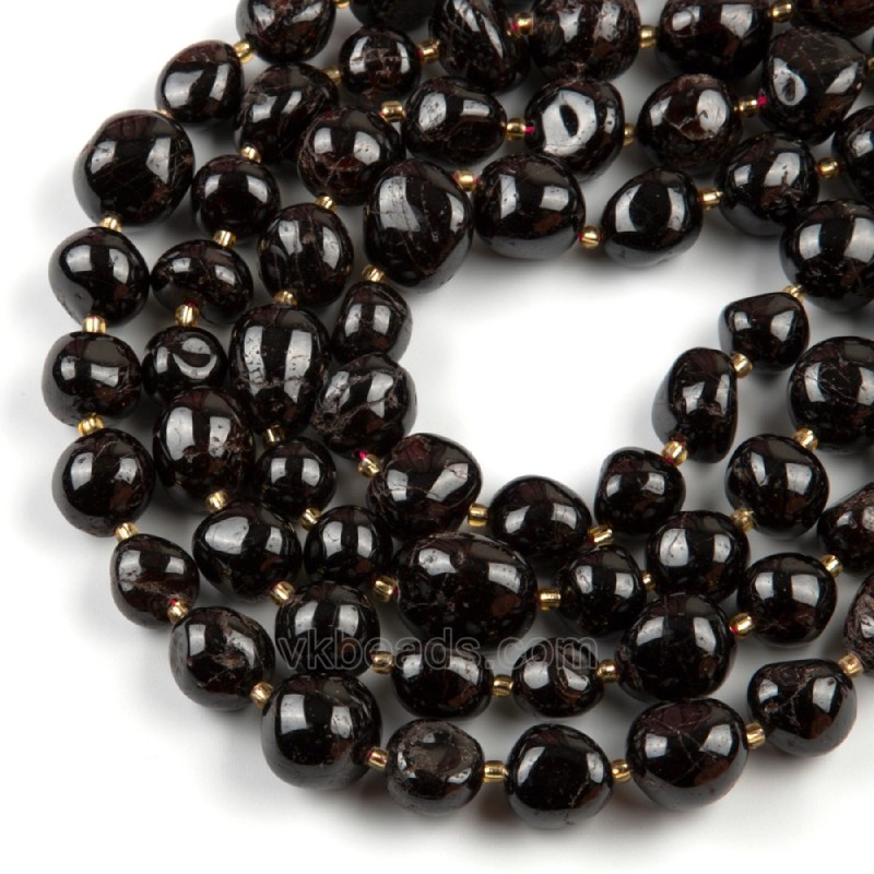 Garnet Through-drilled Smooth Freeform Nugget Beads Strands, Approx 10-14x12-20mm, 38cm/strand
