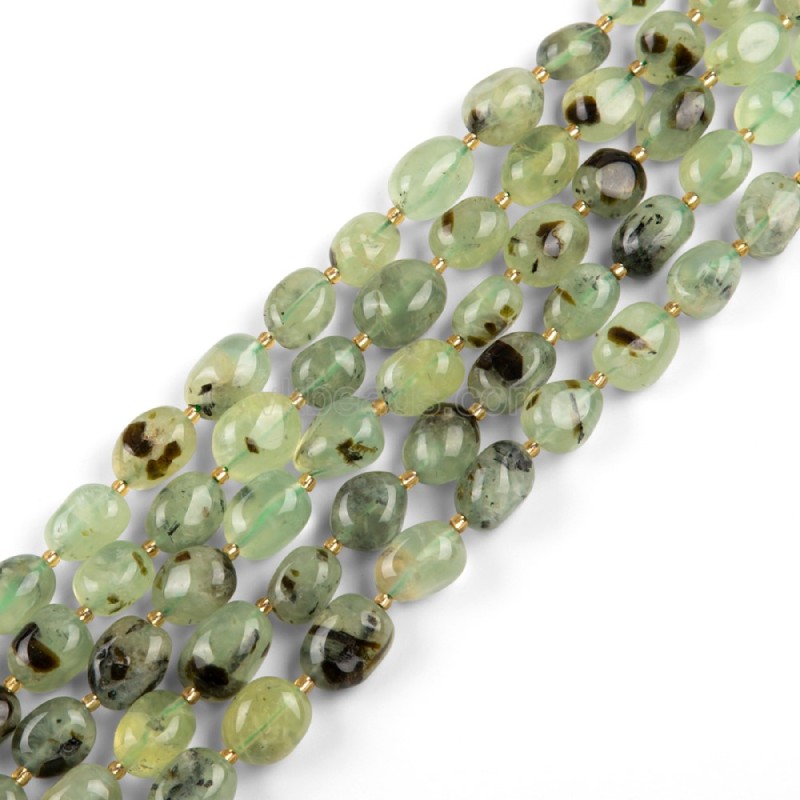 Prehnite Through-drilled Smooth Freeform Nugget Beads Strands, Approx 10-14x12-20mm, 38cm/strand