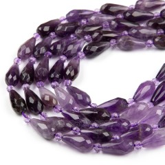 Amethyst Faceted Round Teardrop Beads Strands, Approx 8x16mm, 38cm/strand
