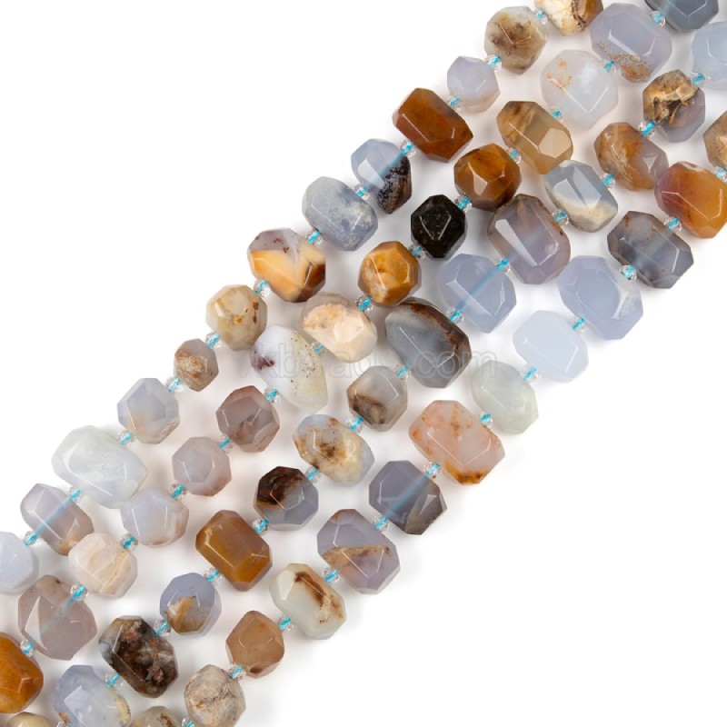 Blue Chalcedony Center-drilled Faceted Freeform Nugget Beads Strands, Approx 10-14x12-20mm, 38cm/strand