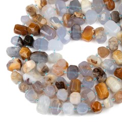 Blue Chalcedony Center-drilled Faceted Freeform Nugget Beads Strands, Approx 10-14x12-20mm, 38cm/strand