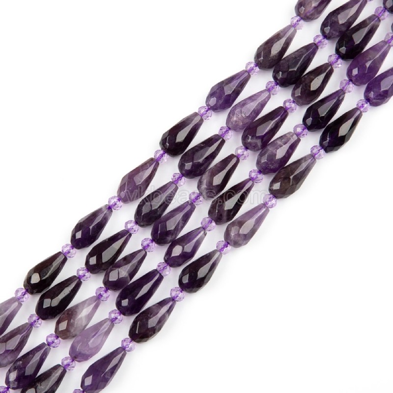 Amethyst Faceted Round Teardrop Beads Strands, Approx 8x16mm, 38cm/strand