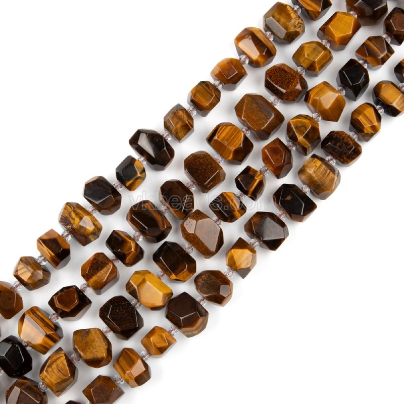 Yellow Tiger Eye Center-drilled Faceted Freeform Nugget Beads Strands, Approx 10-14x12-20mm, 38cm/strand