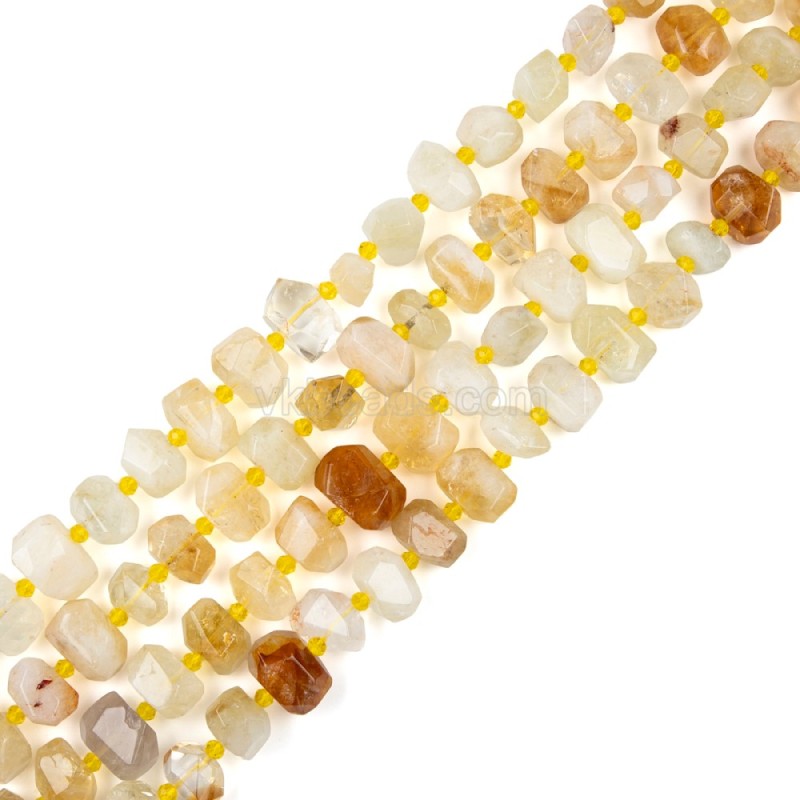 Citrine Center-drilled Faceted Freeform Nugget Beads Strands, Approx 10-14x12-20mm, 38cm/strand