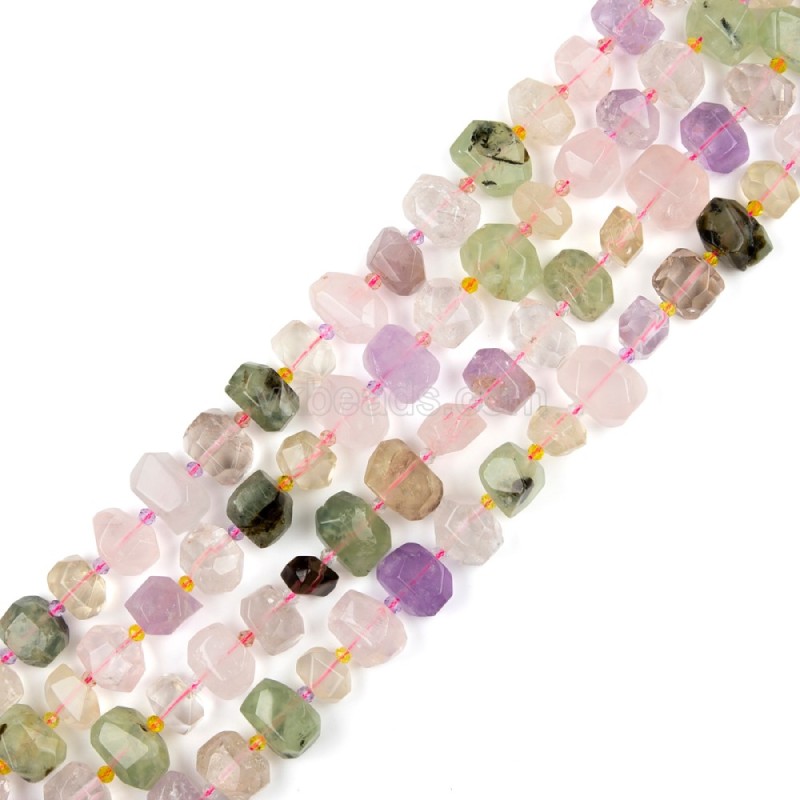 Multi Gemstones Center-drilled Faceted Freeform Nugget Beads Strands, Approx 10-14x12-20mm, 38cm/strand