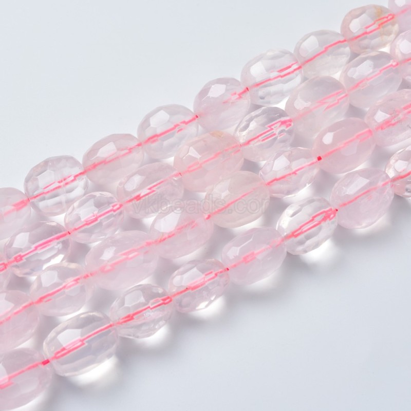 Rose Quartz Through-drilled Faceted Freeform Nugget Beads Strands, Approx 10-14x12-20mm, 38cm/strand