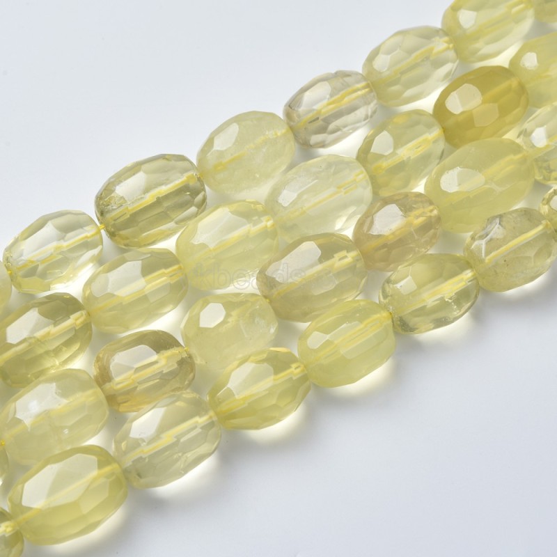 Lemon Quartz Through-drilled Faceted Freeform Nugget Beads Strands, Approx 10-14x12-20mm, 38cm/strand