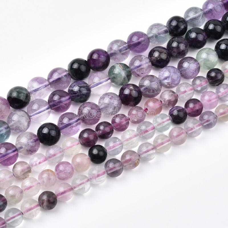 Purple Fluorite Smooth Round Beads Strands, Approx 6-12mm, 38cm/strand
