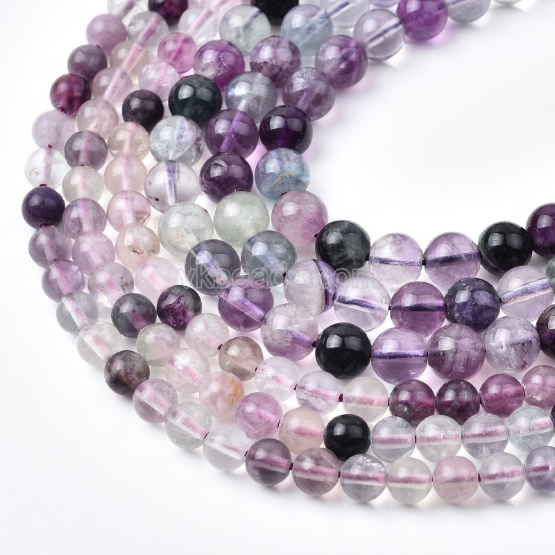 Purple Fluorite Smooth Round Beads Strands, Approx 6-12mm, 38cm/strand
