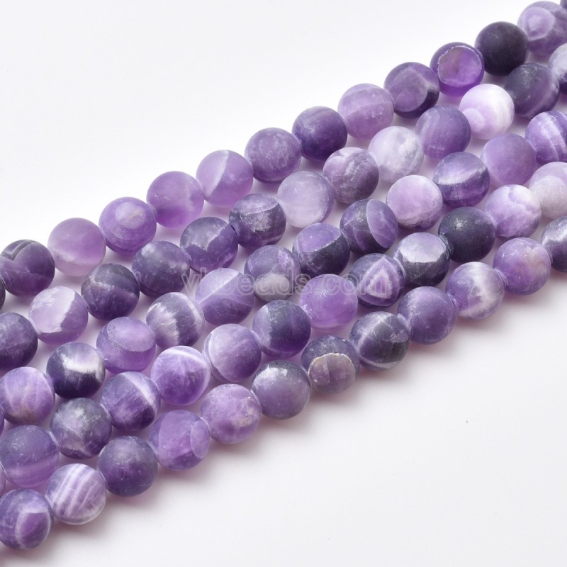 Chevron Amethyst Matte Round Beads Strands, Approx 4-12mm, 38cm/strand