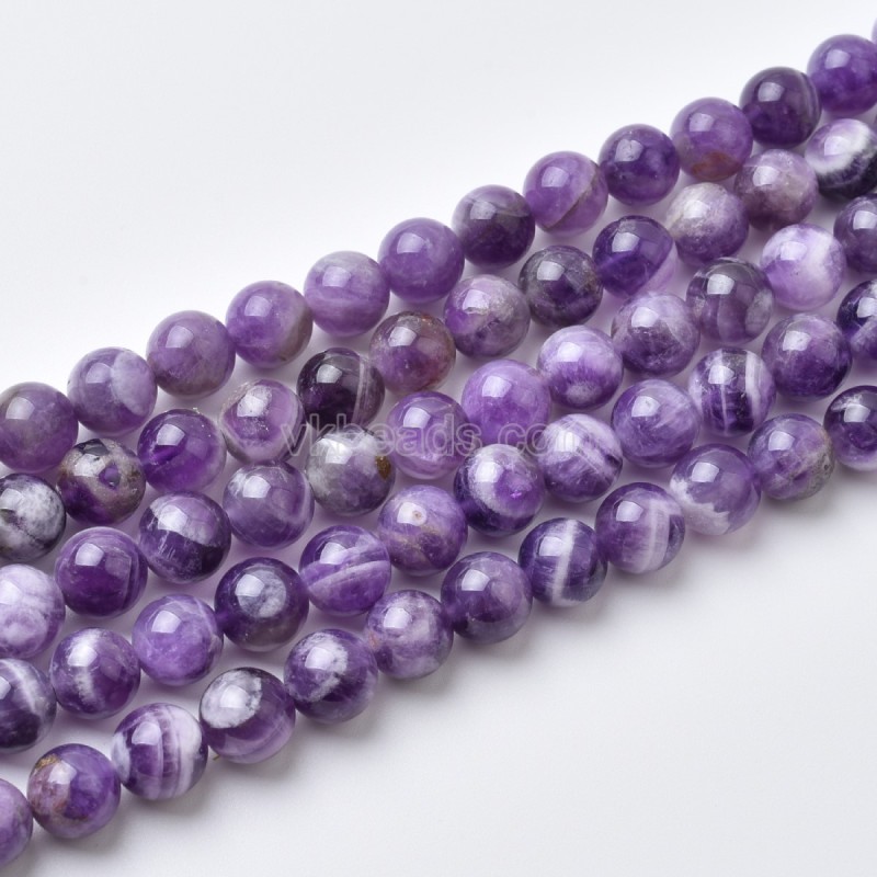 Chevron Amethyst Smooth Round Beads Strands, Approx 4-12mm, 38cm/strand