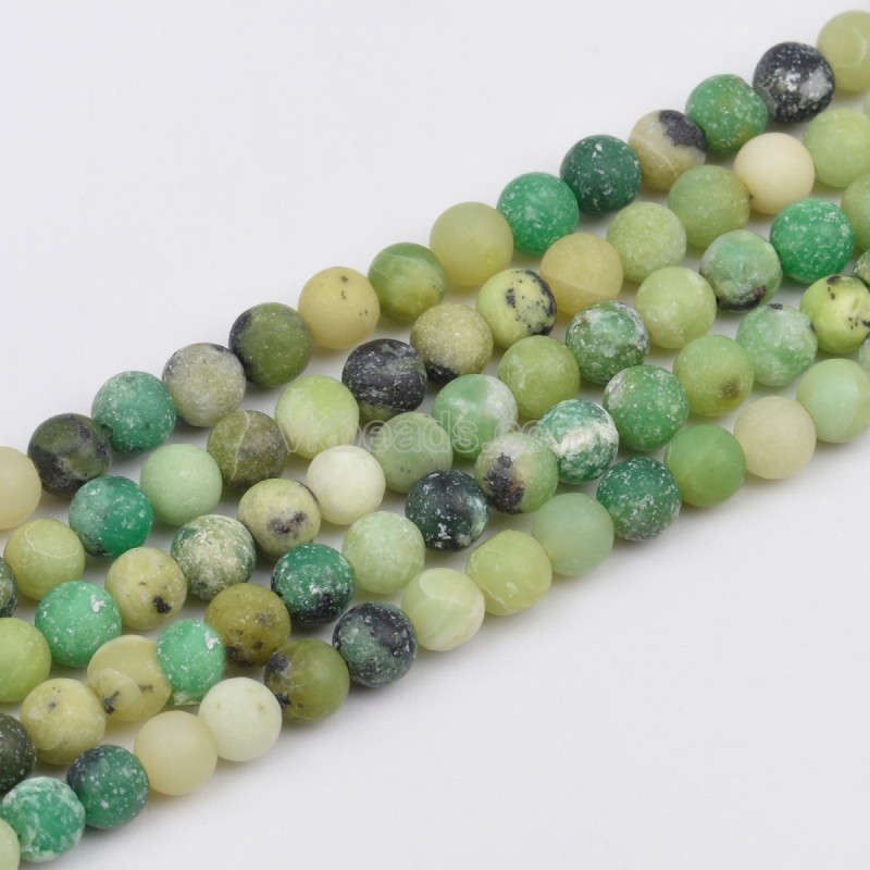 Chrysoprase Matte Round Beads Strands, Approx 4-10mm, 38cm/strand