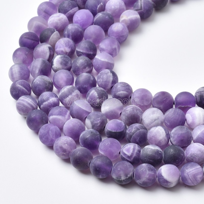 Chevron Amethyst Matte Round Beads Strands, Approx 4-12mm, 38cm/strand