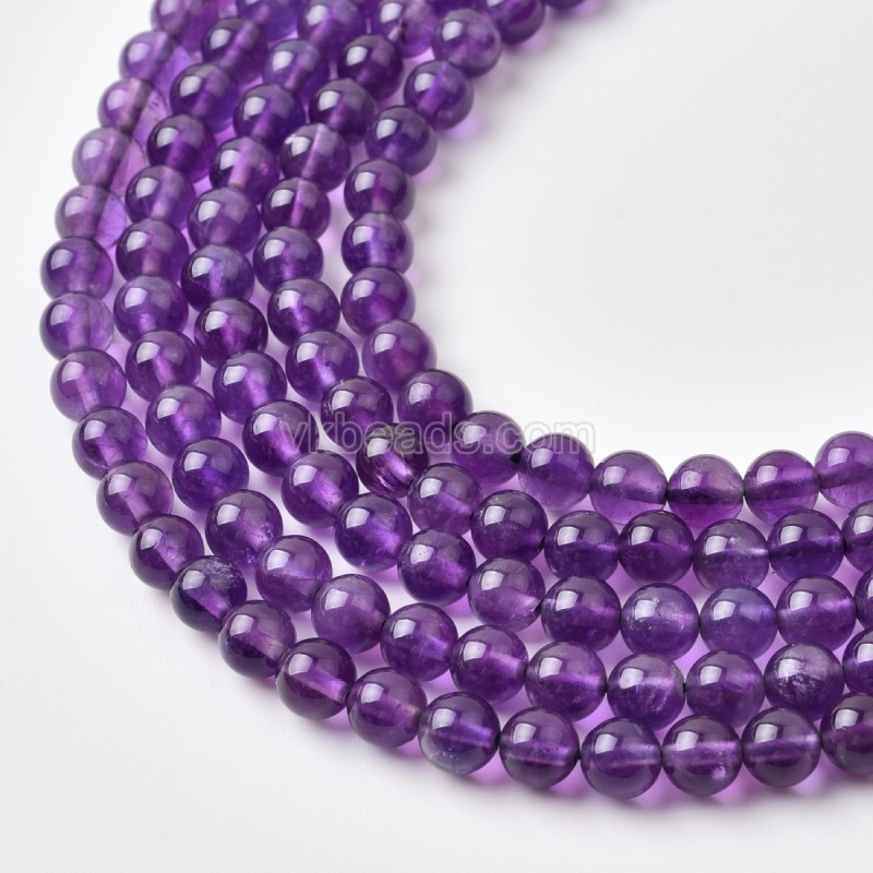 A Grade Amethyst Smooth Round Beads Strands, Approx 4-14mm, 38cm/strand