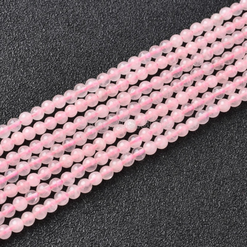 Rose Quartz Smooth Round Beads Strands, Approx 2-4mm, 38cm/strand