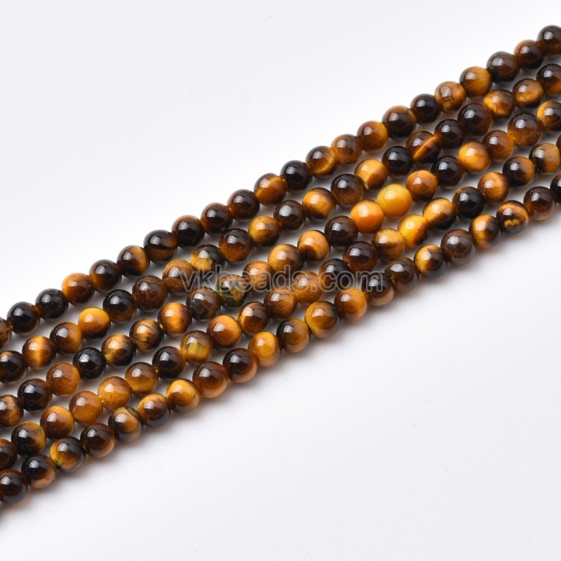 Yellow Tiger Eye Smooth Round Beads Strands, Approx 2-3mm, 38cm/strand
