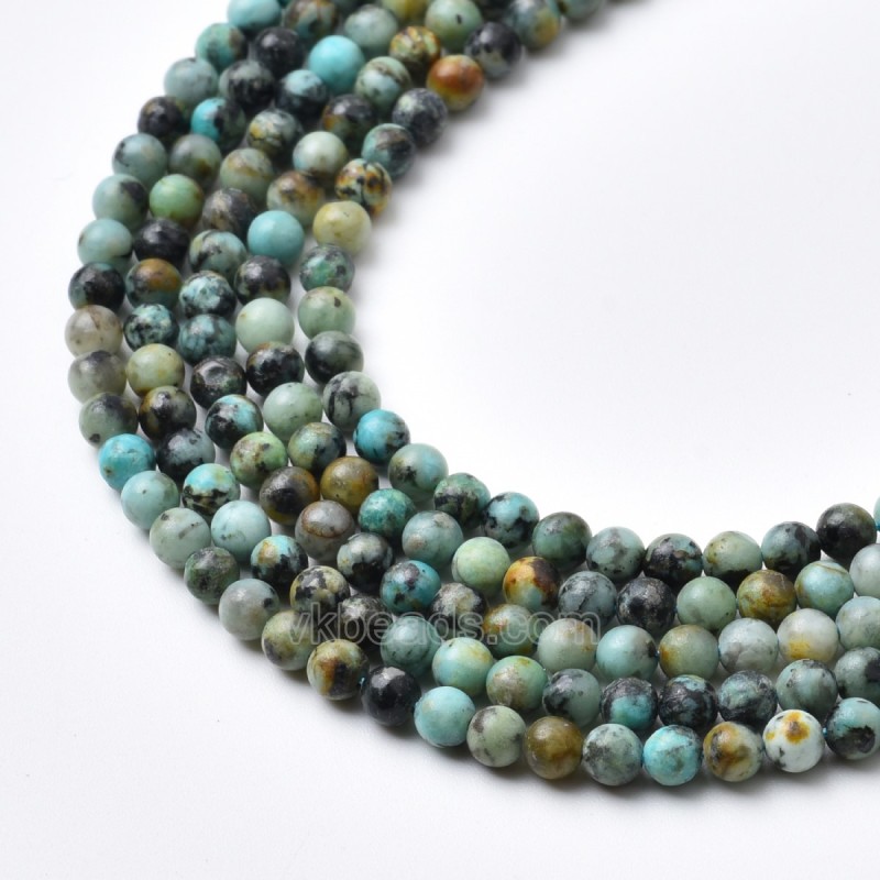 African Turquoise Smooth Round Beads Strands, Approx 2-3mm, 38cm/strand