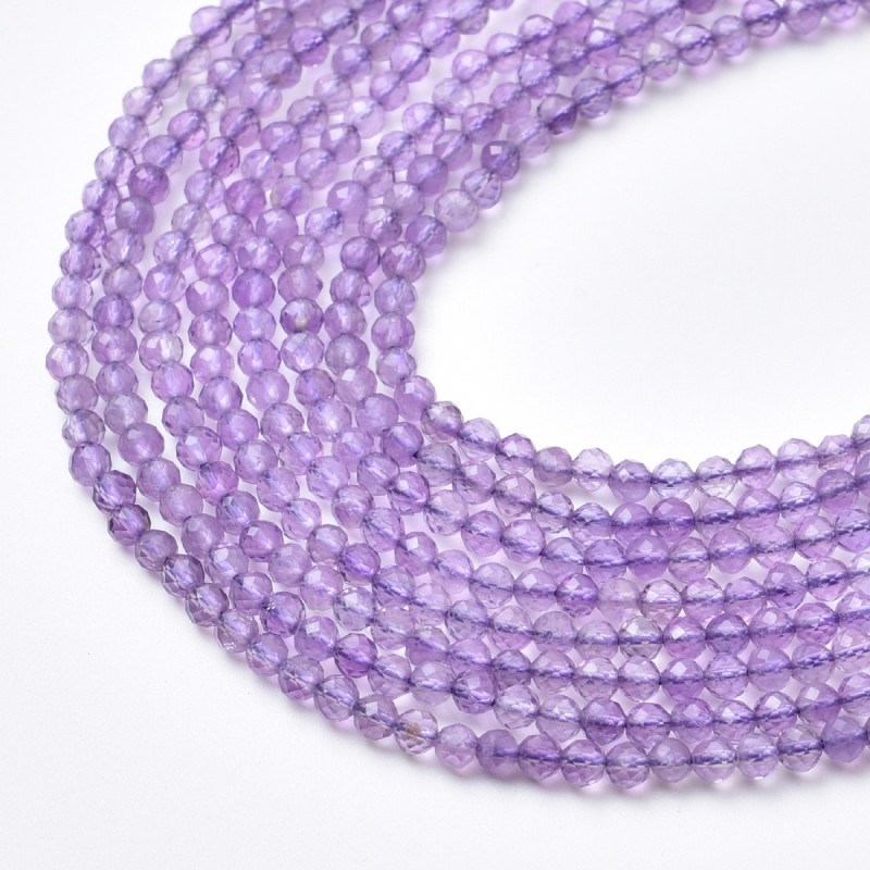 A Grade Amethyst Faceted Round Beads Strands, Approx 2-3mm, 38cm/strand