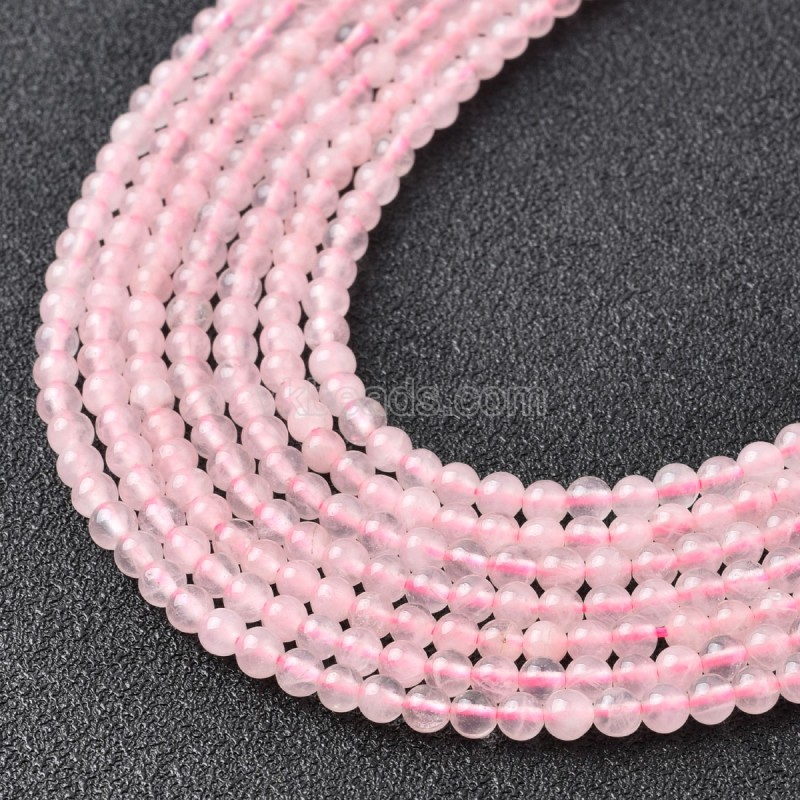 Rose Quartz Smooth Round Beads Strands, Approx 2-4mm, 38cm/strand