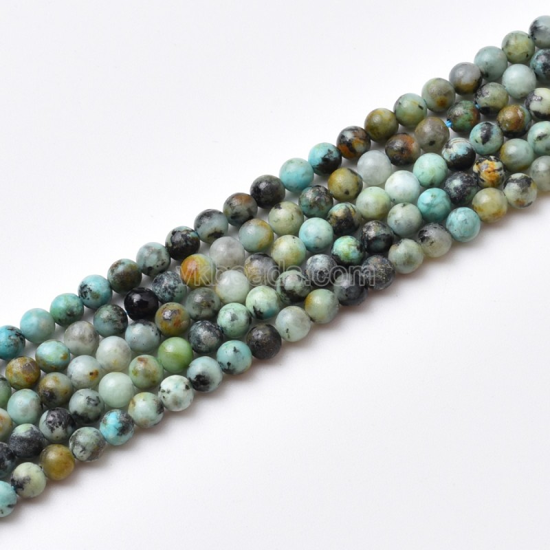 African Turquoise Smooth Round Beads Strands, Approx 2-3mm, 38cm/strand