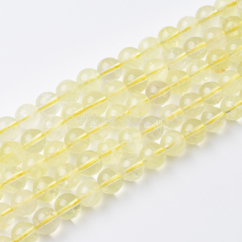 Lemon Quartz Smooth Round Beads Strands, Approx 4-10mm, 38cm/strand