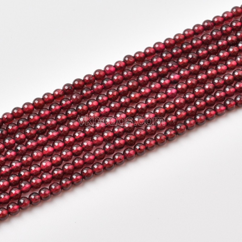 Garnet Smooth Round Beads Strands, Approx 2-3mm, 38cm/strand