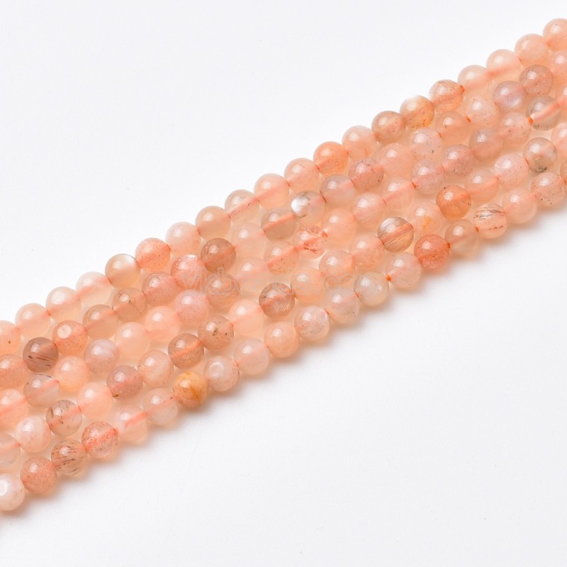 A Grade Peach Sunstone Smooth Round Beads Strands, Approx 2-3mm, 38cm/strand