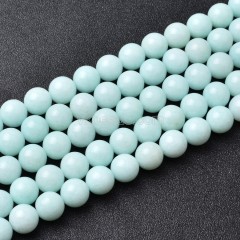 Dyed Amazonite Color Jade Smooth Round Beads Strands, Approx 4-12mm, 38cm/strand