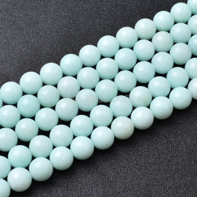 Dyed Amazonite Color Jade Smooth Round Beads Strands, Approx 4-12mm, 38cm/strand