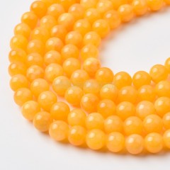 Dyed Yellow Manshan Jade Smooth Round Beads Strands, Approx 4-14mm, 38cm/strand