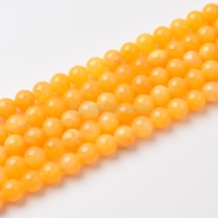 Dyed Yellow Manshan Jade Smooth Round Beads Strands, Approx 4-14mm, 38cm/strand