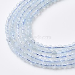 Transparent Aquamarine Smooth Round Beads Strands, Approx 4-14mm, 38cm/strand