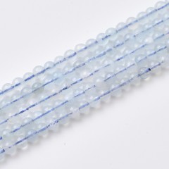 Transparent Aquamarine Smooth Round Beads Strands, Approx 4-14mm, 38cm/strand